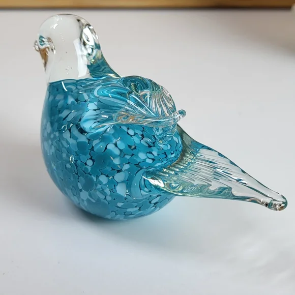 Hand-blown Glass Blue Bird Paperweight 🐦 - Picture 6 of 9